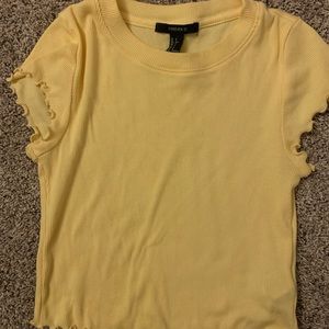 Yellow Crop top with frill edge